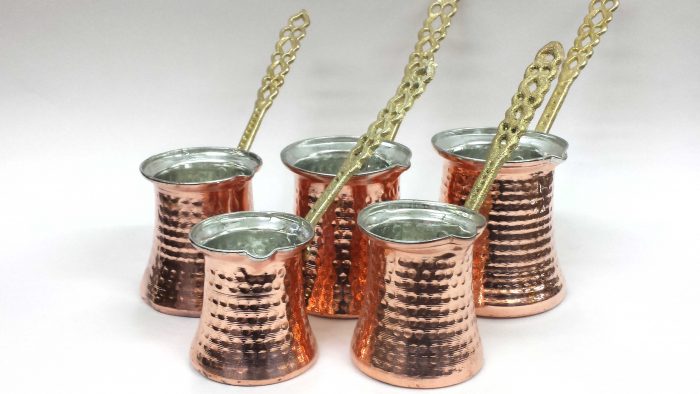 S1100 Copper coffee pot hammered